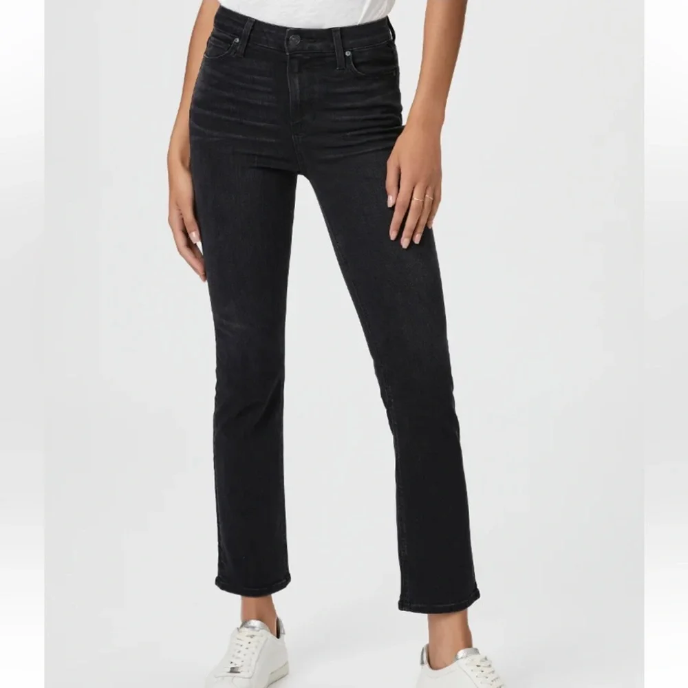 Paige High Rise Straight Ankle Jeans Black Stretch Denim Size 27 - Picture 2 of 12